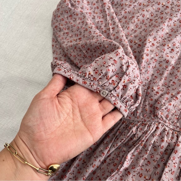 Uniqlo Ditsy Floral 3/4 Blouson Sleeve Midi Dress Size L - Picture 8 of 10